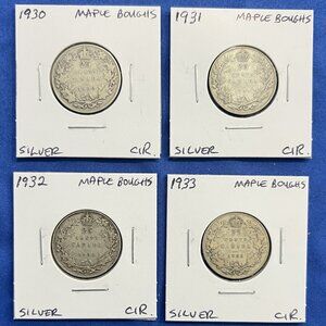 Impressive 1930, 1931, 1932 & 1933 Canada 25¢ Quarters!